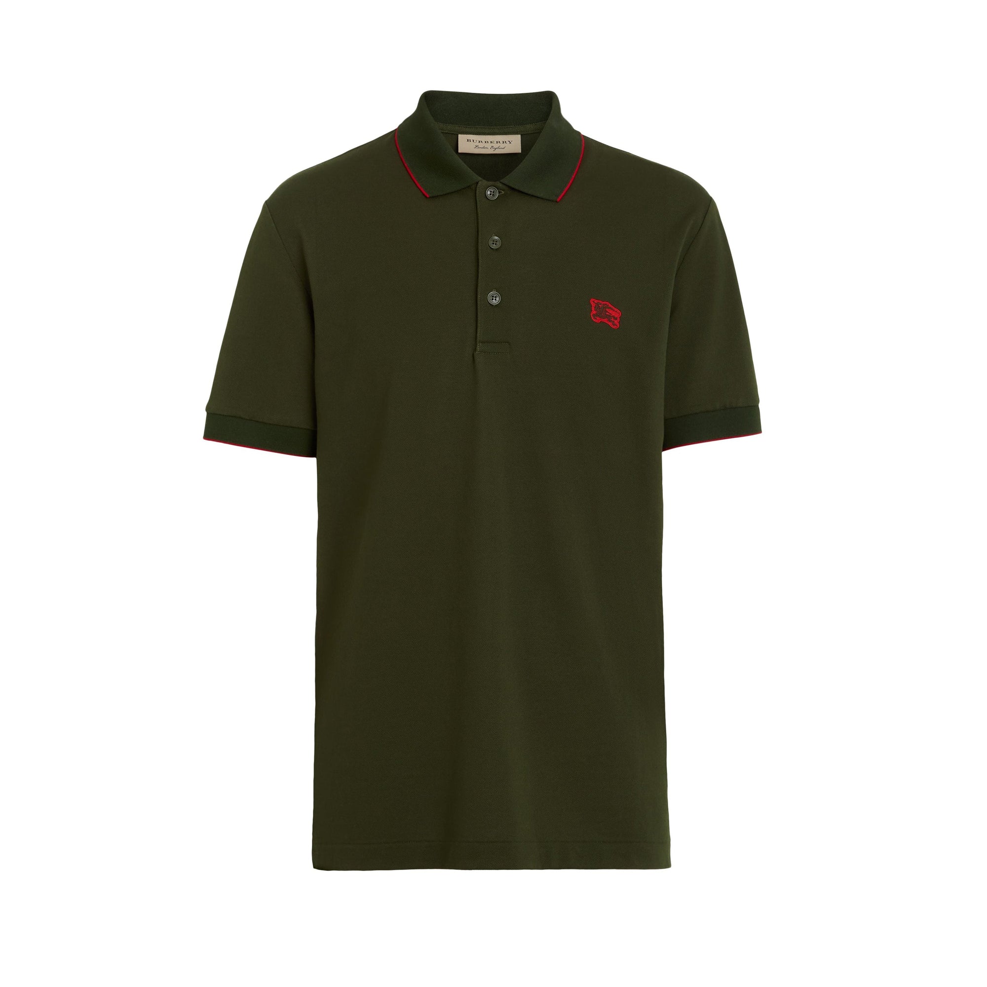 Polo en piqué de coton à bordure colorée - Dark Antique Green
