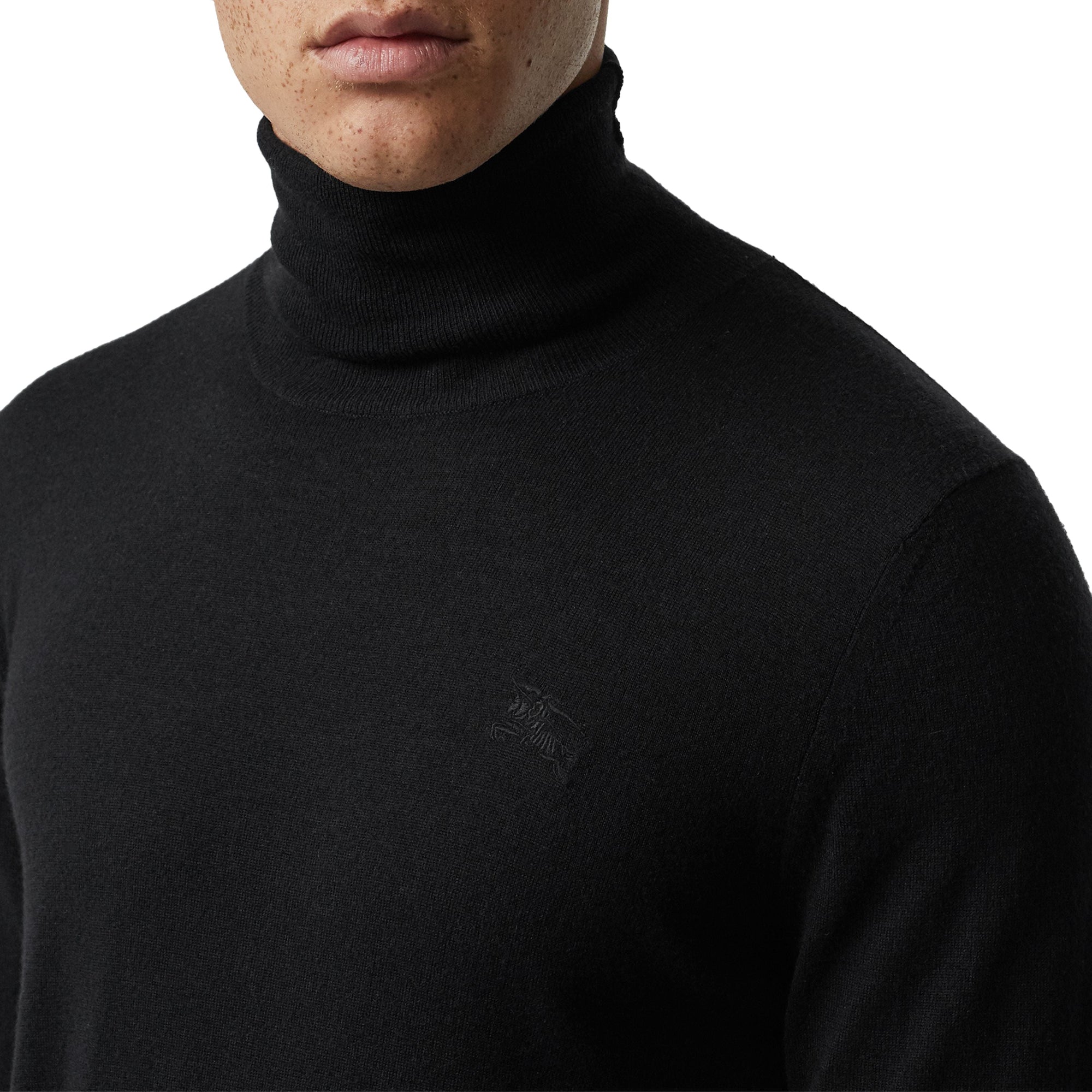 Pull à col roulé en cachemire et soie - Black