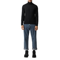 Pull à col roulé en cachemire et soie - Black