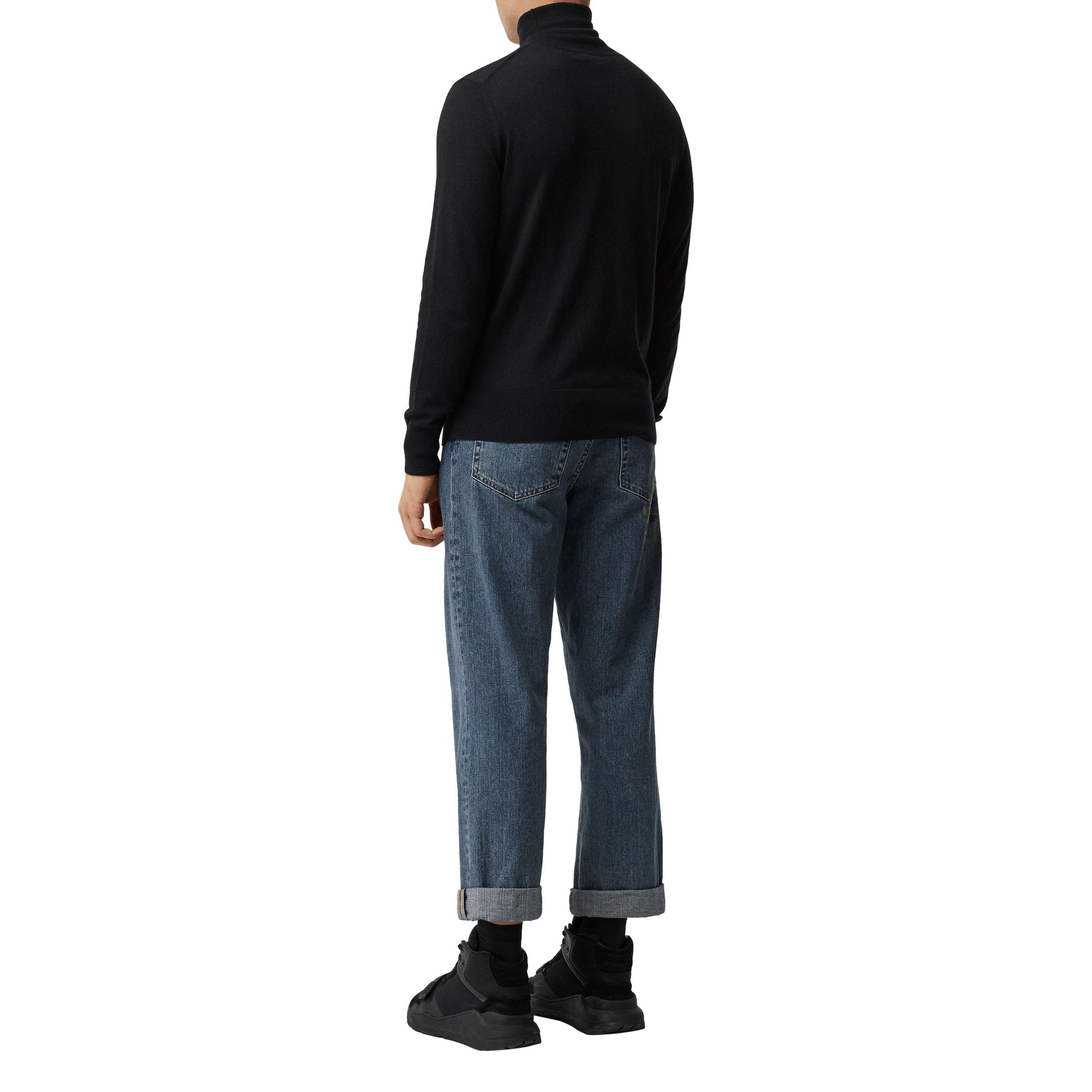 Pull à col roulé en cachemire et soie - Black