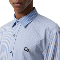 Chemise en popeline de coton rayée - Chalk Blue Stripe