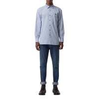 Chemise en popeline de coton rayée - Chalk Blue Stripe
