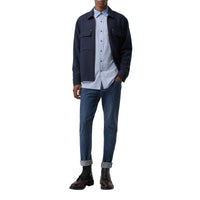 Chemise en popeline de coton rayée - Chalk Blue Stripe
