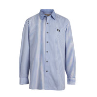 Chemise en popeline de coton rayée - Chalk Blue Stripe