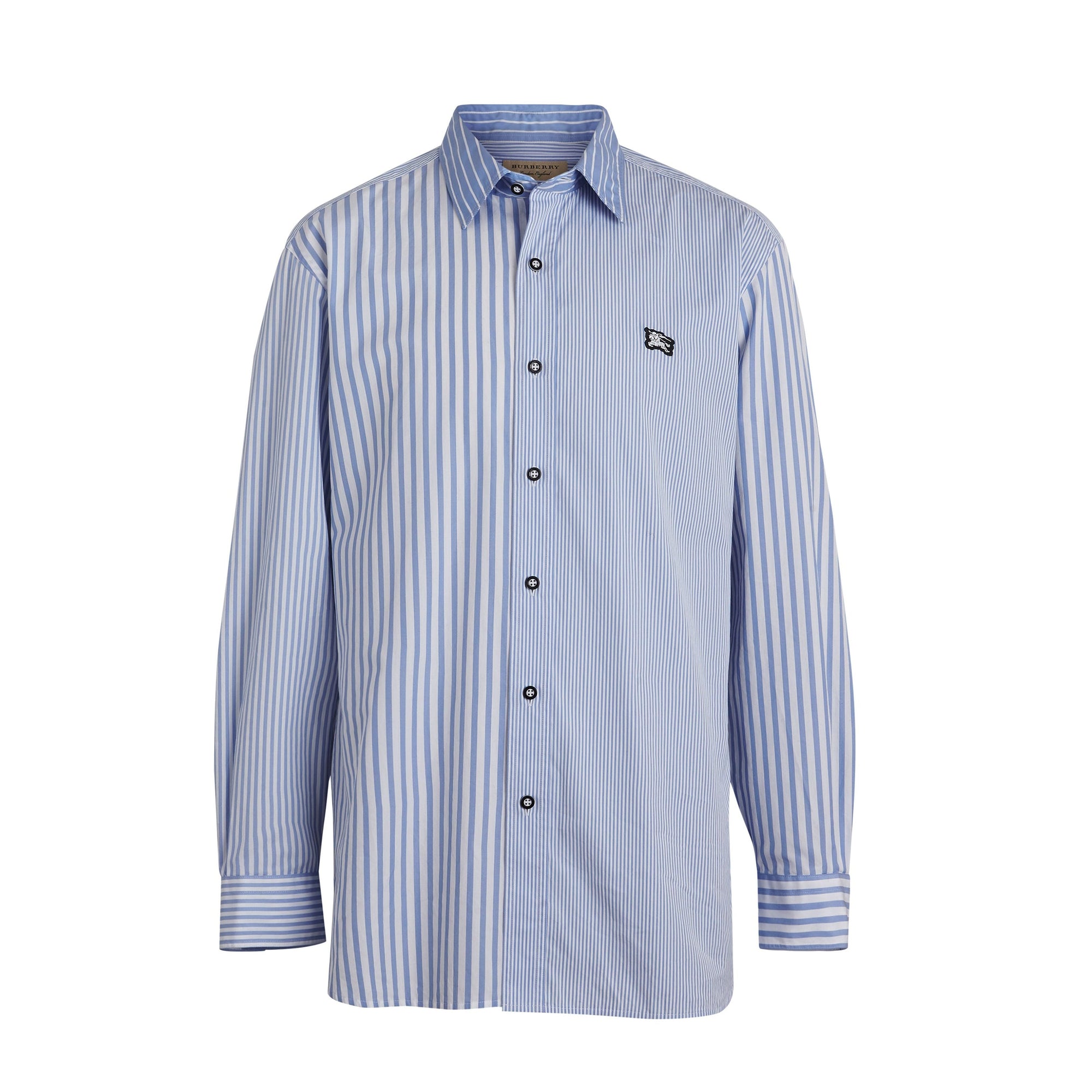 Chemise en popeline de coton rayée - Chalk Blue Stripe