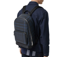 Sac à dos en cuir à motif London check - Navy