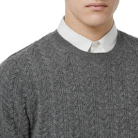 Pull en cachemire à maille torsadée - Mid Grey Melange