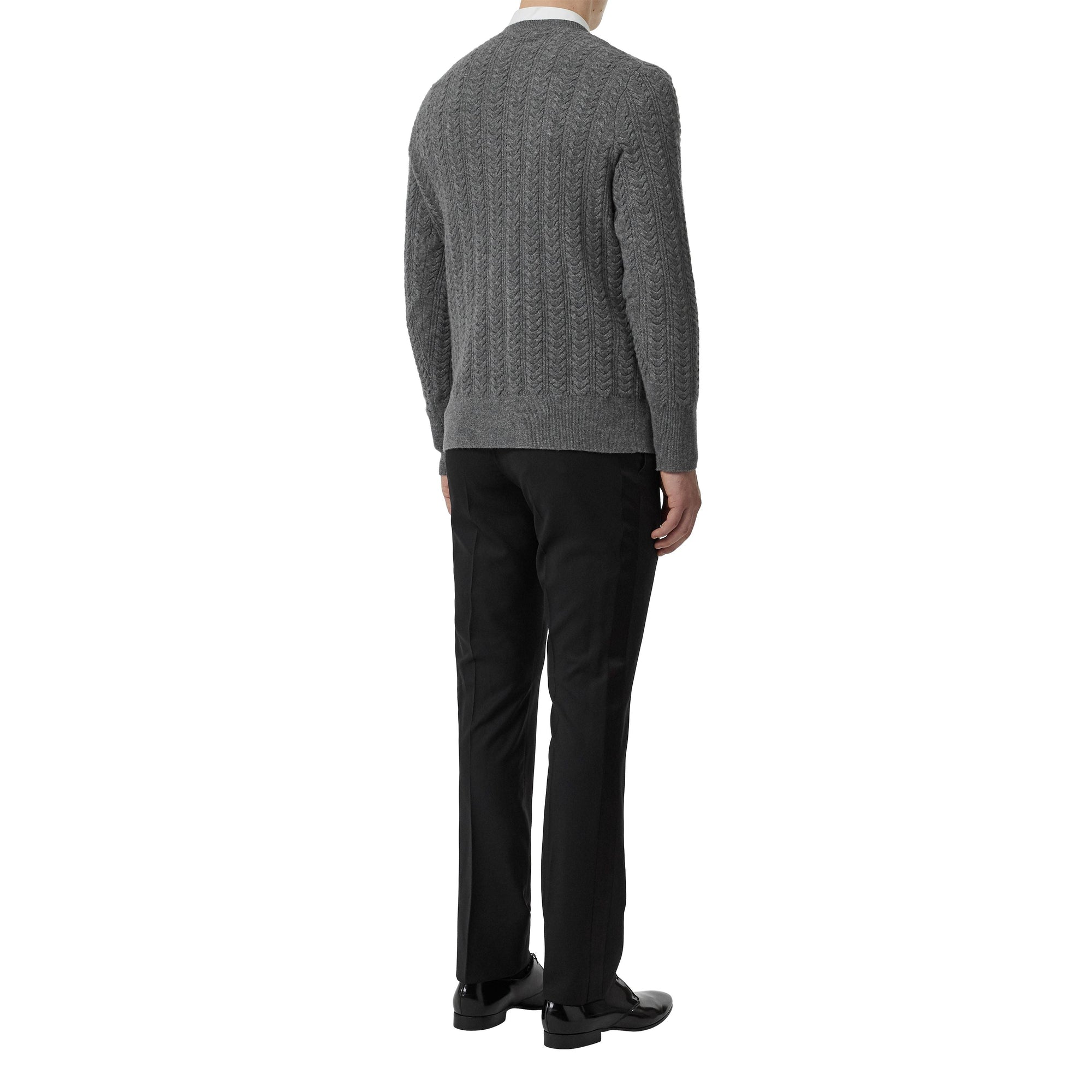 Pull en cachemire à maille torsadée - Mid Grey Melange