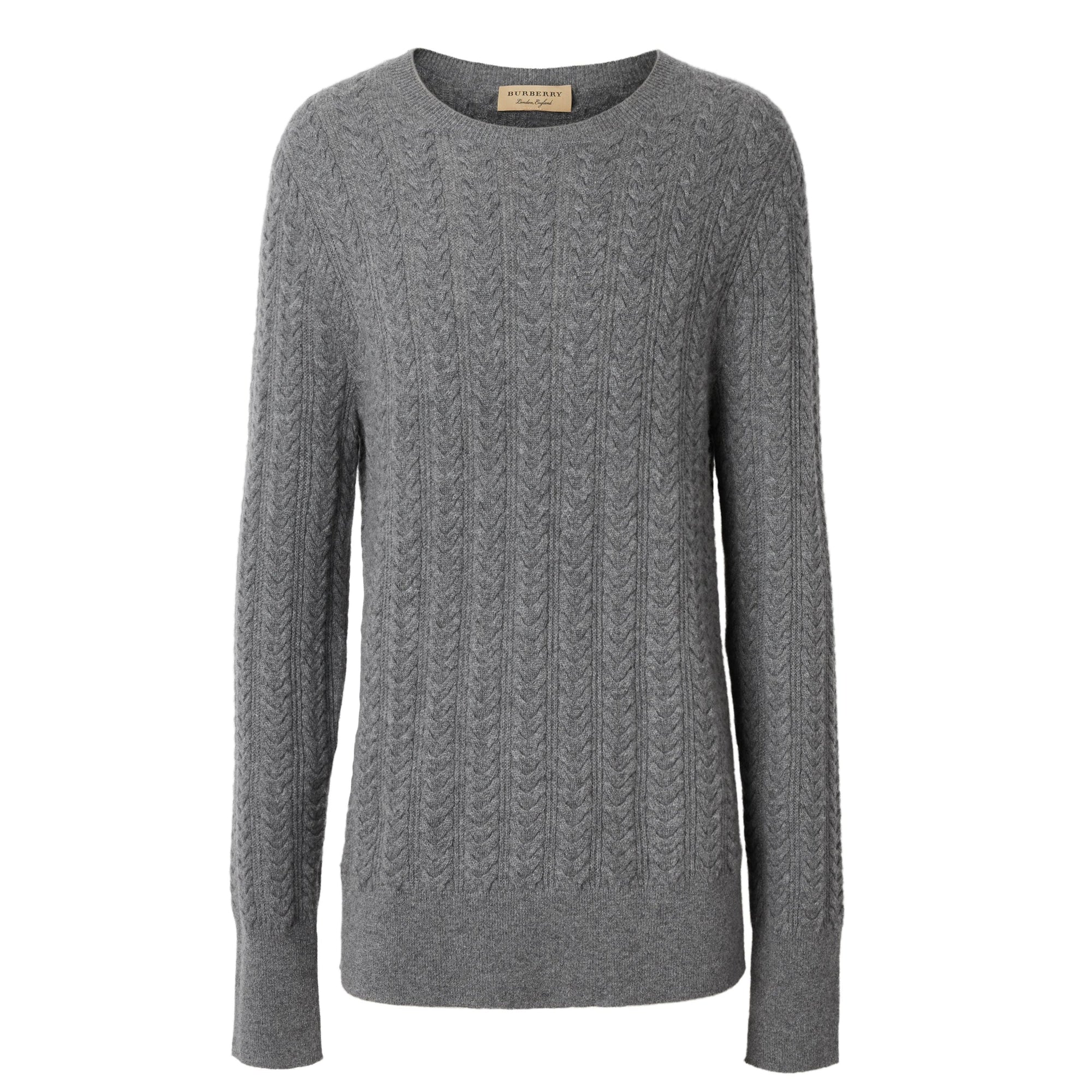 Pull en cachemire à maille torsadée - Mid Grey Melange