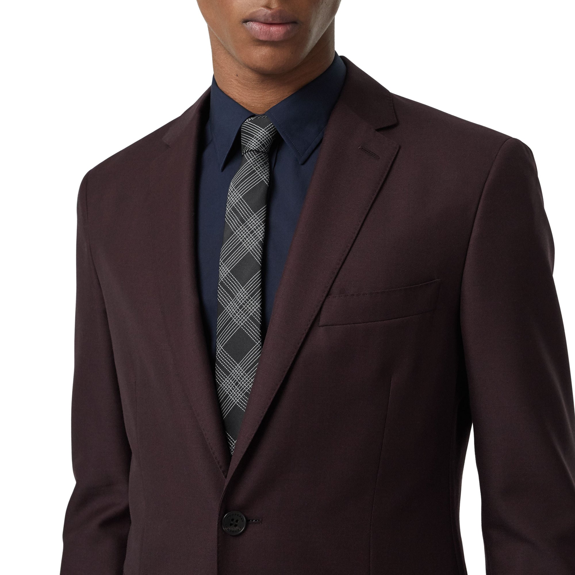 Cravate moderne en jacquard de soie à motif check - Black