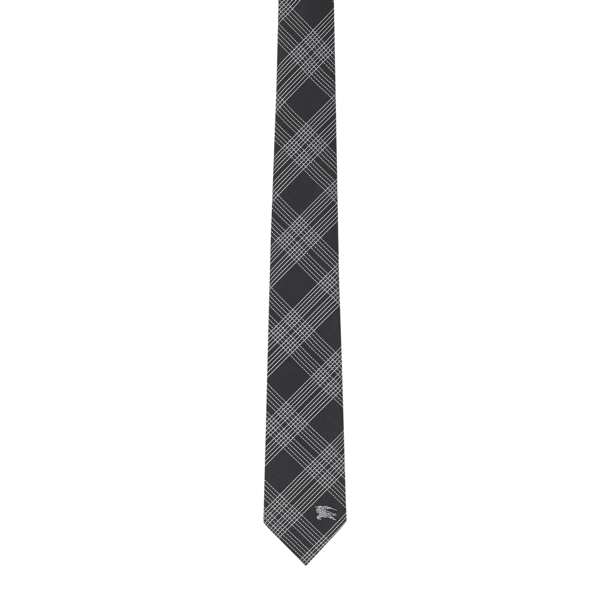 Cravate moderne en jacquard de soie à motif check - Black