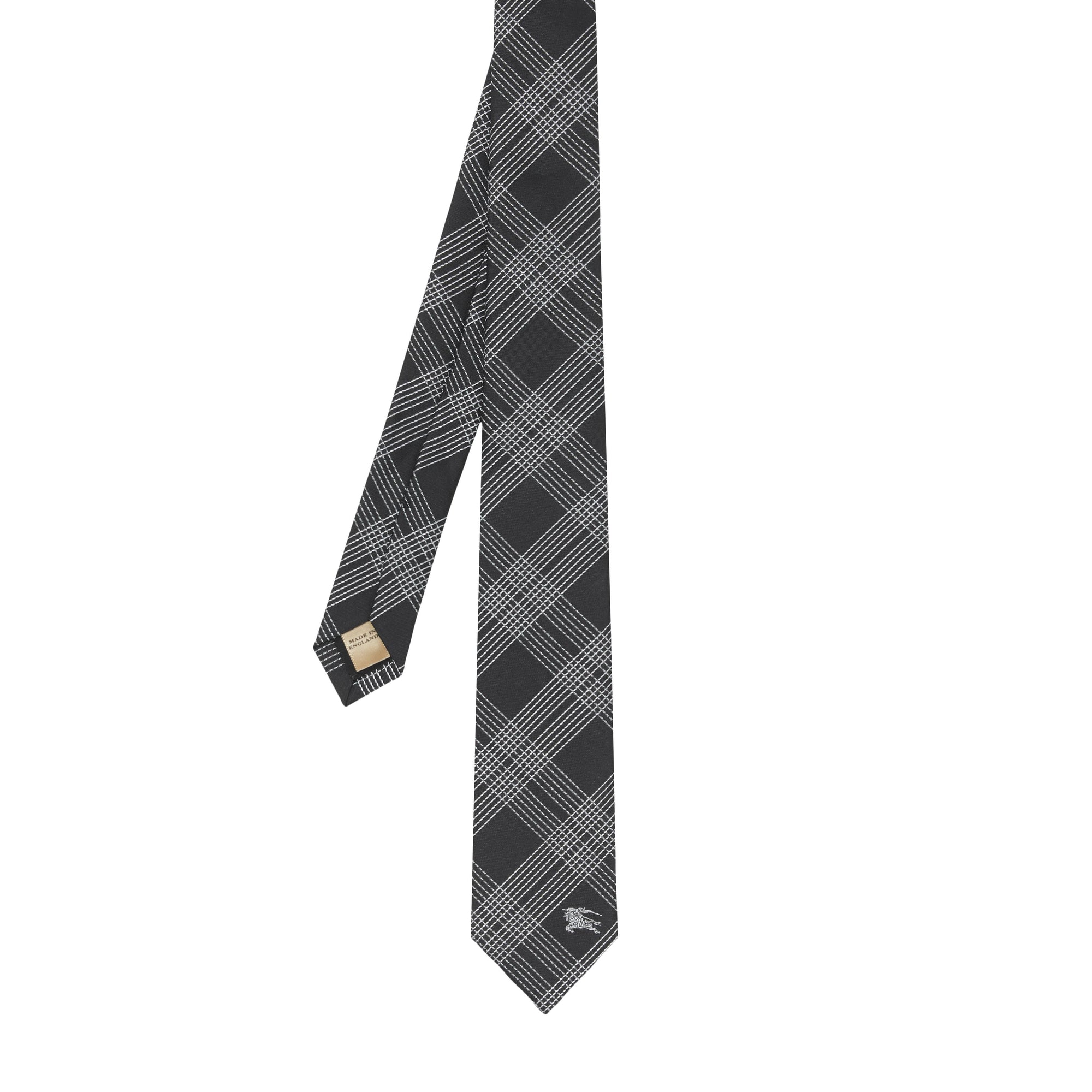 Cravate moderne en jacquard de soie à motif check - Black