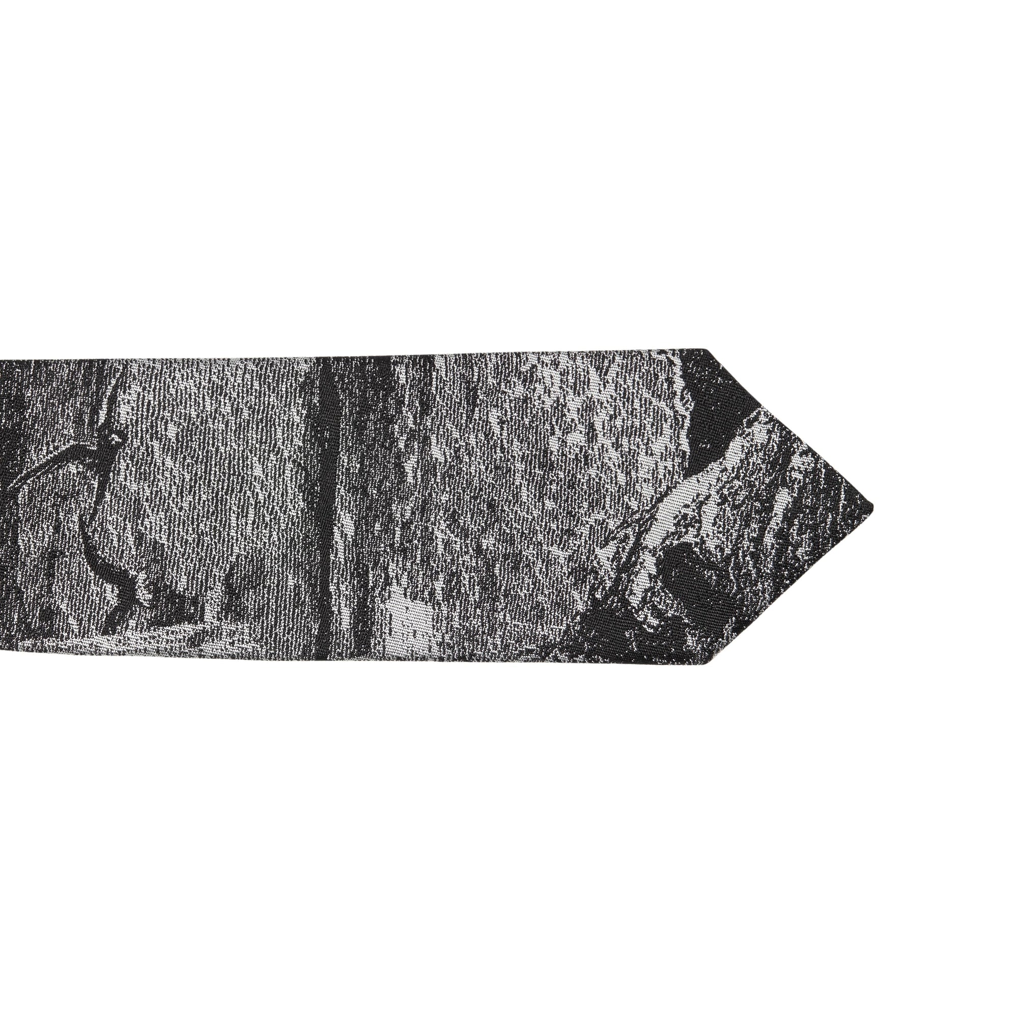 Cravate fine en jacquard de soie à imprimé littoral onirique - Black