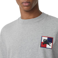 T-shirt en coton avec emblème du Cavalier à damier - Pale Grey Melange