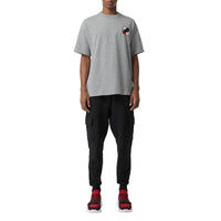 T-shirt en coton avec emblème du Cavalier à damier - Pale Grey Melange