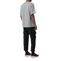 T-shirt en coton avec emblème du Cavalier à damier - Pale Grey Melange