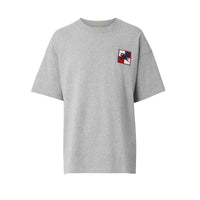 T-shirt en coton avec emblème du Cavalier à damier - Pale Grey Melange