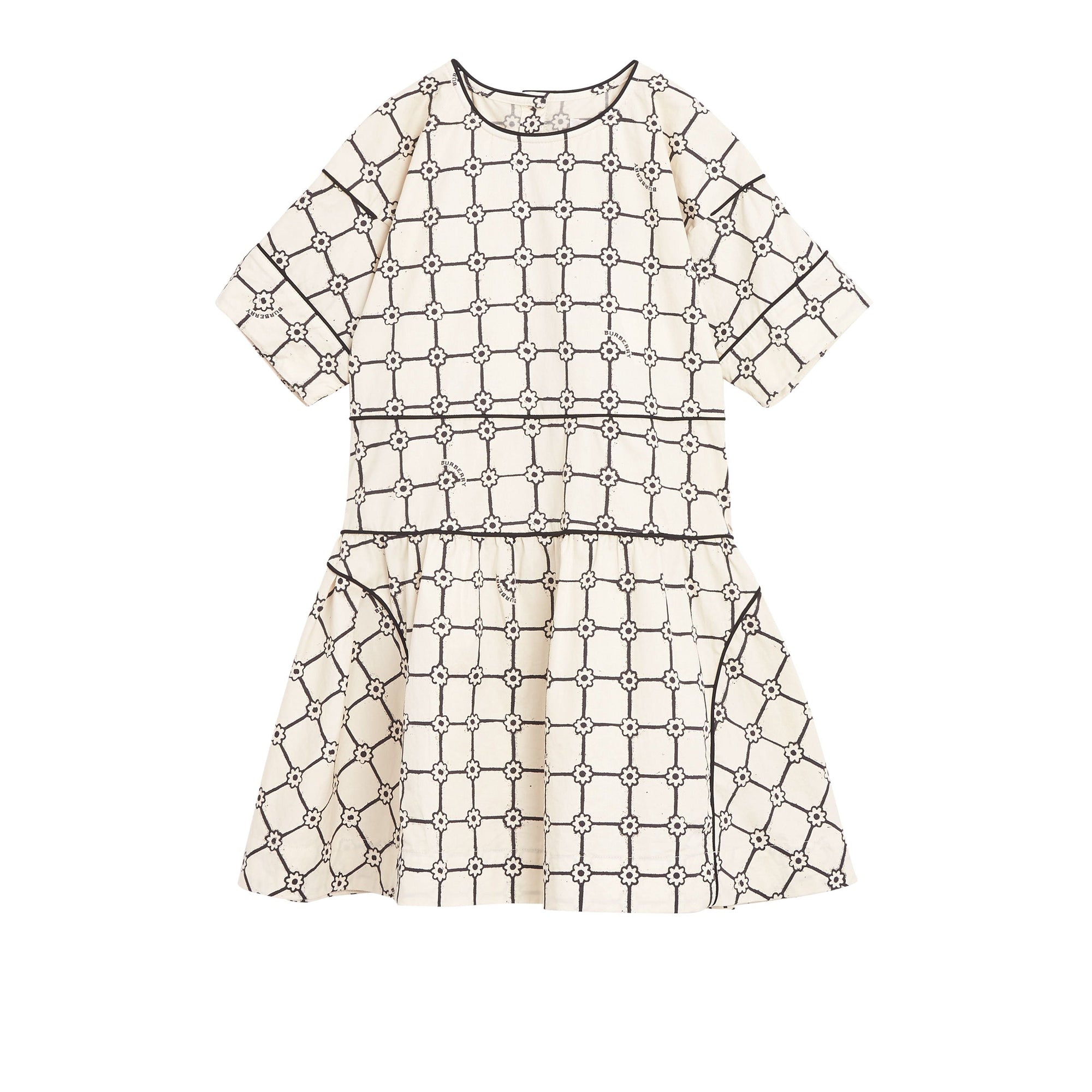 Robe en coton avec imprimé floral et passepoil - Stone