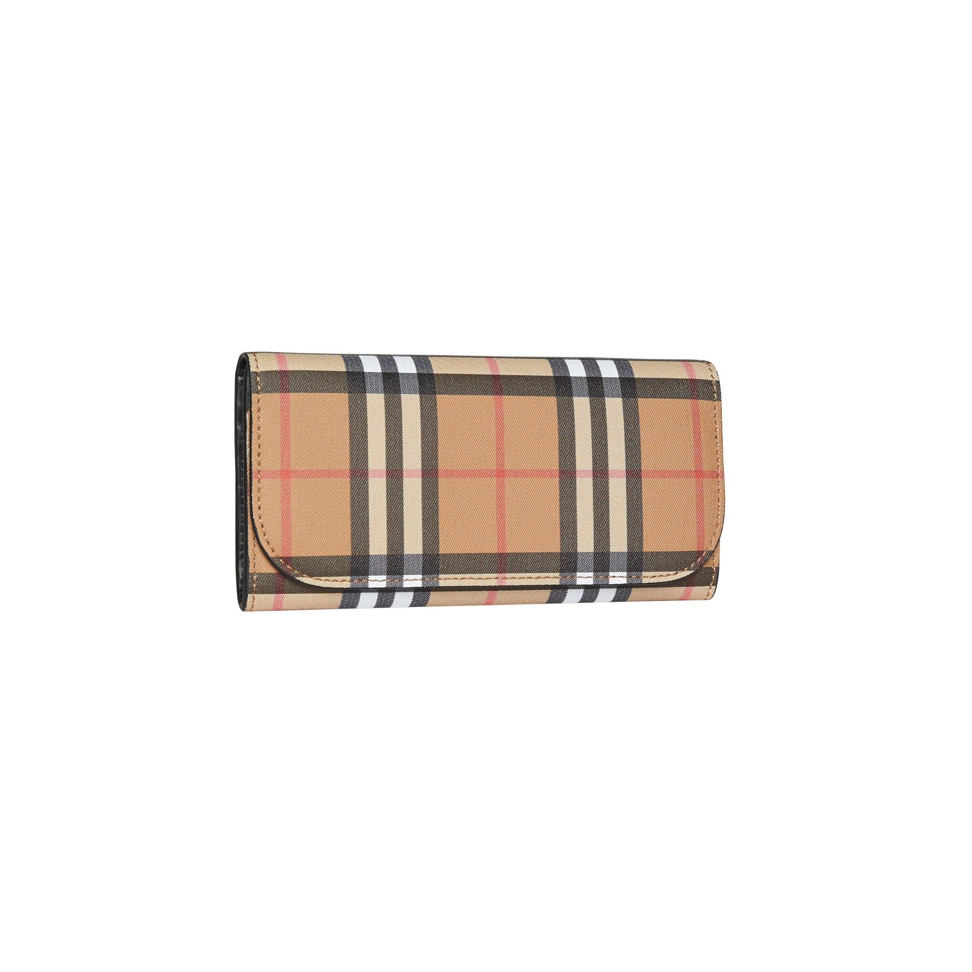 Portefeuille continental en cuir et à motif Vintage check - Black