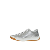 Sneakers en cuir métallisé avec logo perforé - Silver Grey