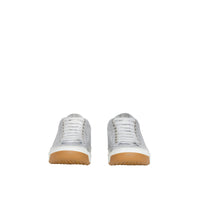 Sneakers en cuir métallisé avec logo perforé - Silver Grey
