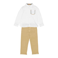 Chemise Oxford en coton à détails check - White