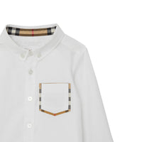 Chemise Oxford en coton à détails check - White