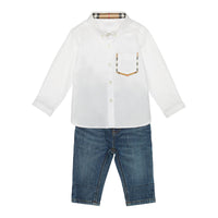 Chemise Oxford en coton à détails check - White