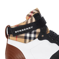 Sneakers montantes en cuir et cuir velours - Optic White & Camel