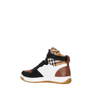Sneakers montantes en cuir et cuir velours - Optic White & Camel