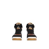 Sneakers montantes en cuir et cuir velours - Optic White & Camel