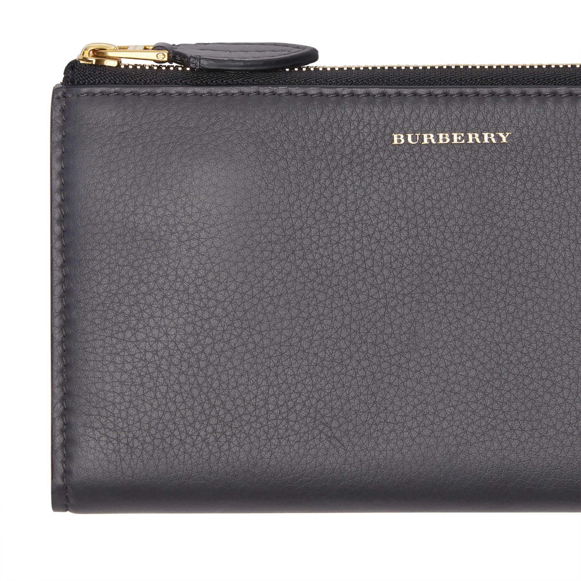 Portefeuille zippé avec porte-monnaie en cuir bicolore - Charcoal Grey