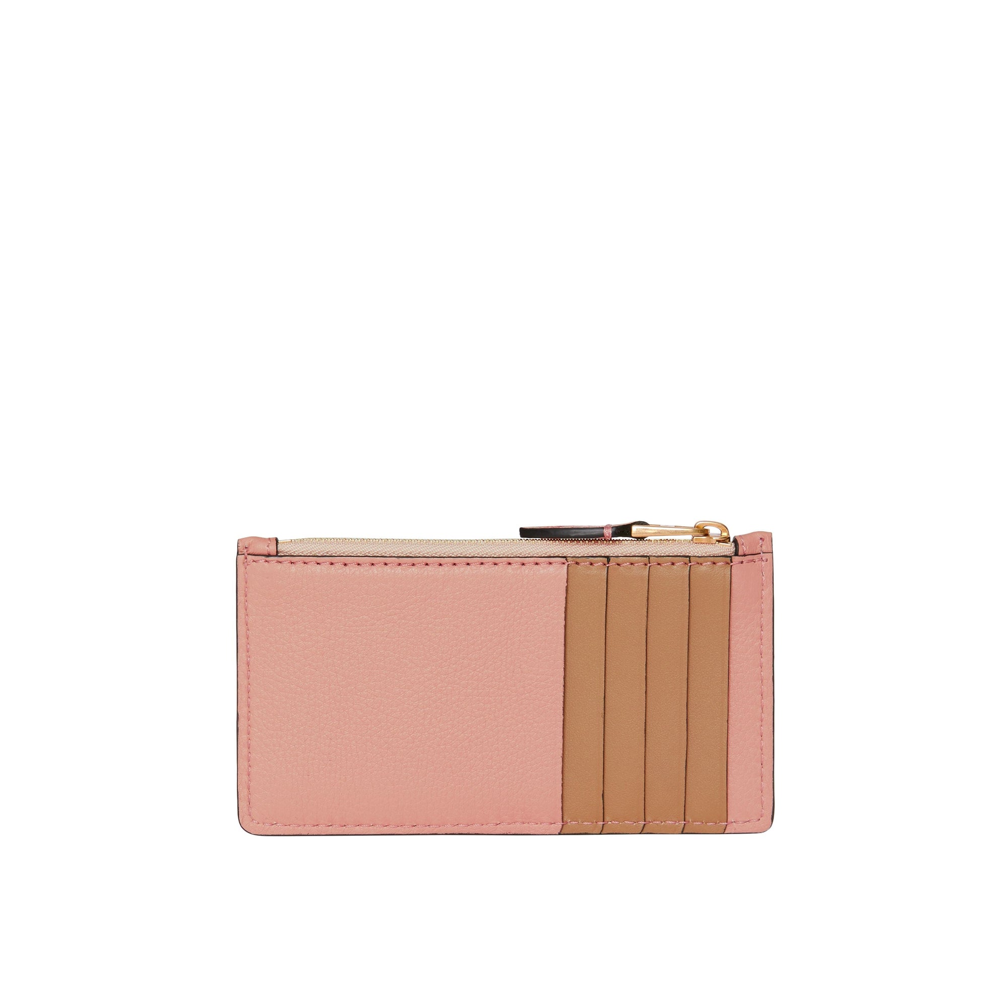 Porte-cartes zippé en cuir bicolore - Ash Rose
