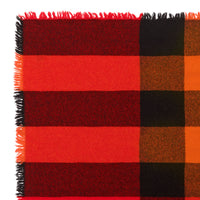Écharpe en laine et cachemire à motif check avec franges - Bright Orange Red