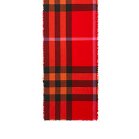 Écharpe en laine et cachemire à motif check avec franges - Bright Orange Red