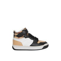 Sneakers montantes en cuir et à motif Vintage check - Antique Yellow & Camel