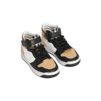 Sneakers montantes en cuir et à motif Vintage check - Antique Yellow & Camel