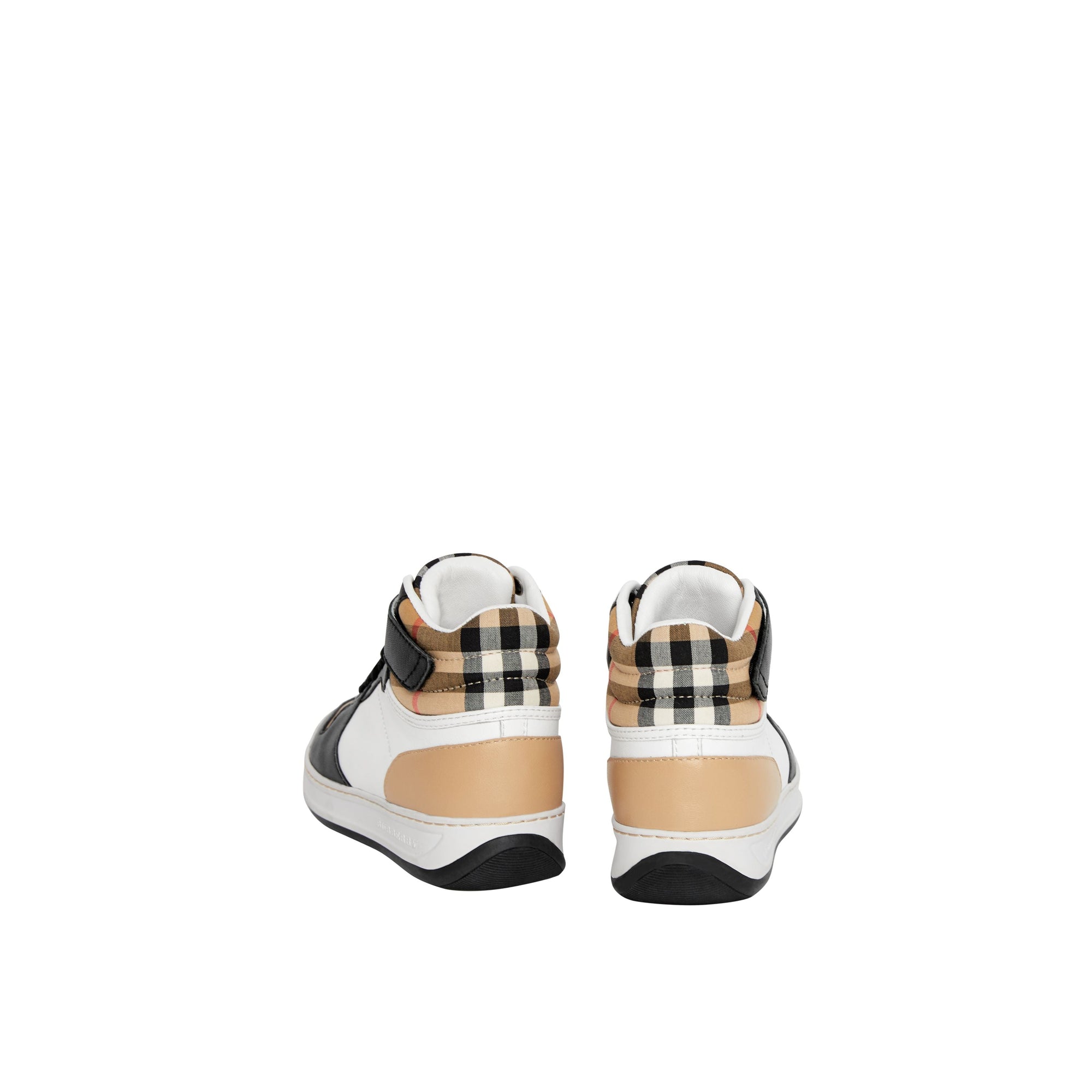 Sneakers montantes en cuir et à motif Vintage check - Antique Yellow & Camel