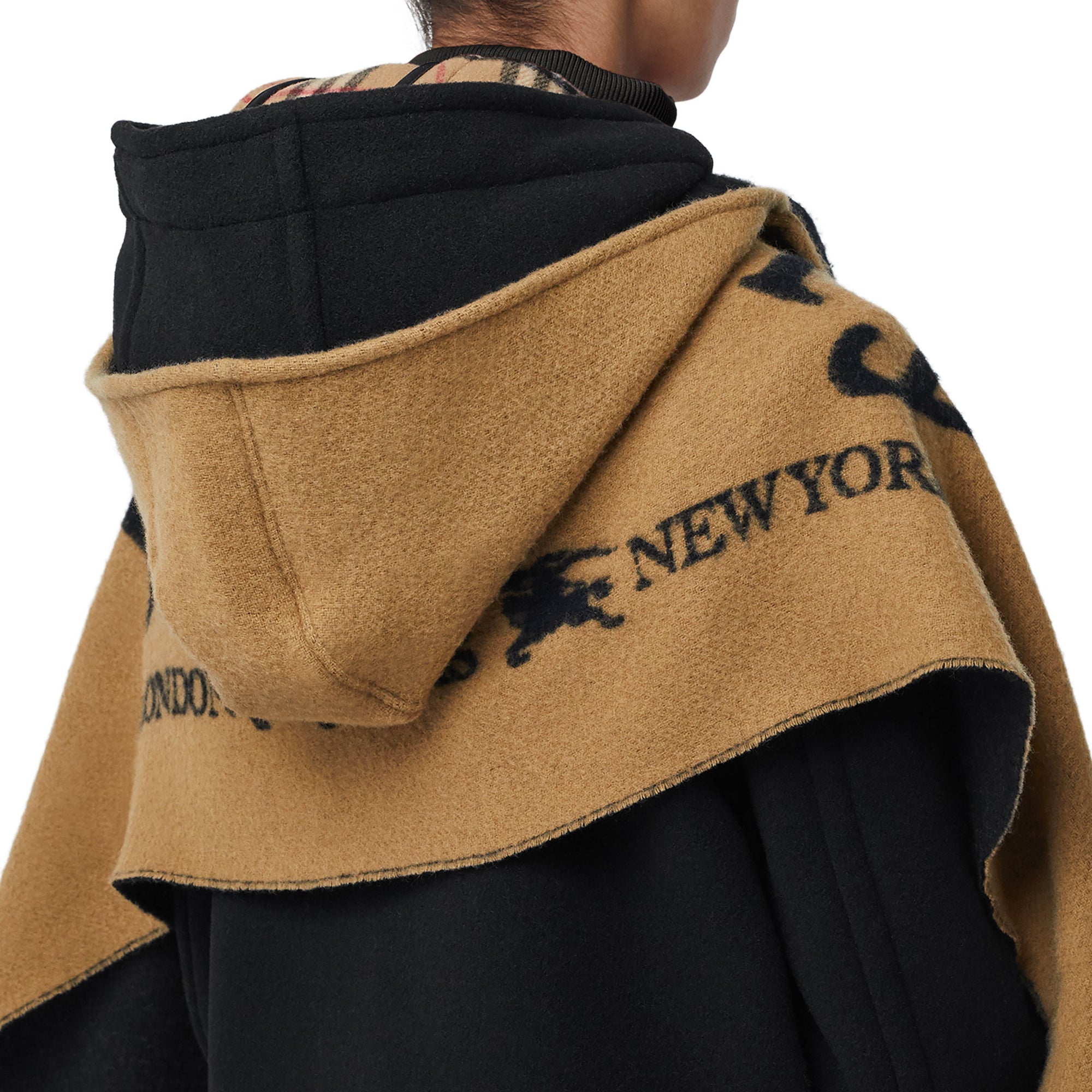 Écharpe à capuche en laine et cachemire avec logo d'archive - Hazelnut