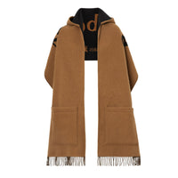 Écharpe à capuche en laine et cachemire avec logo d'archive - Hazelnut