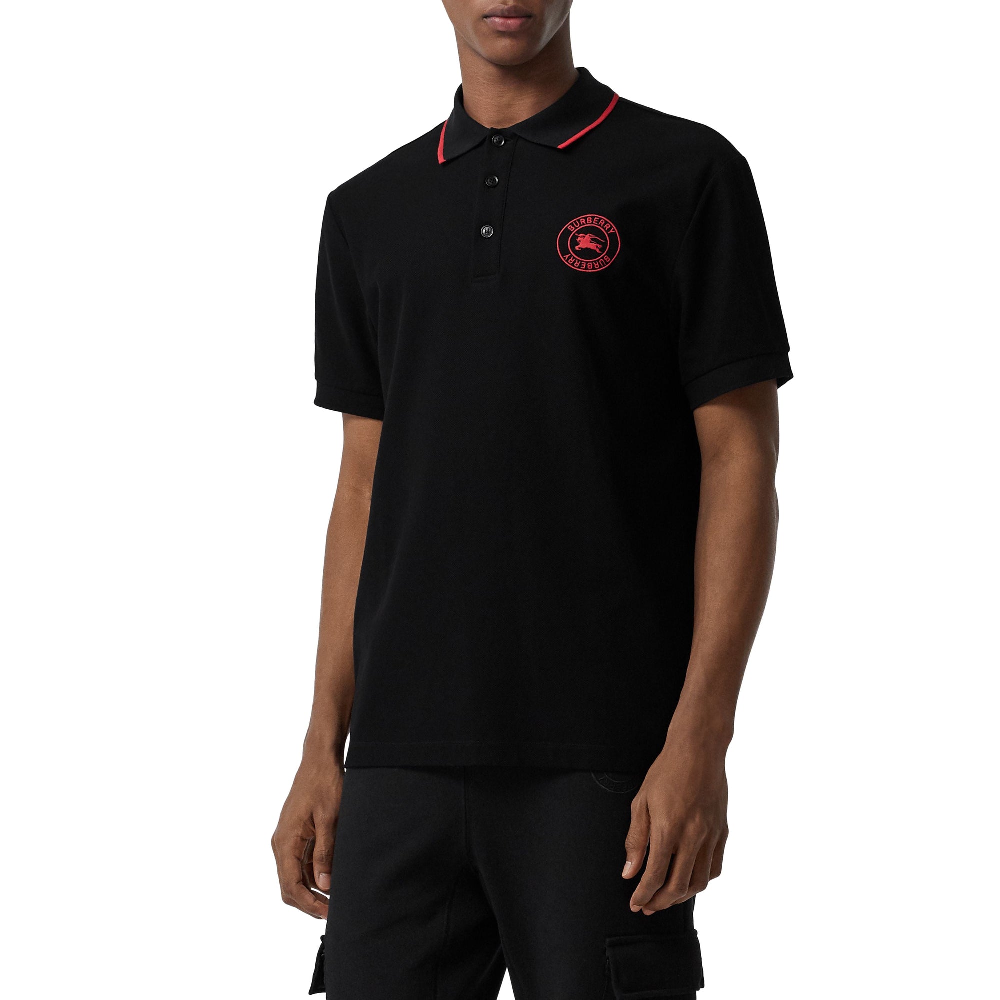 Polo en piqué de coton avec logo brodé - Black