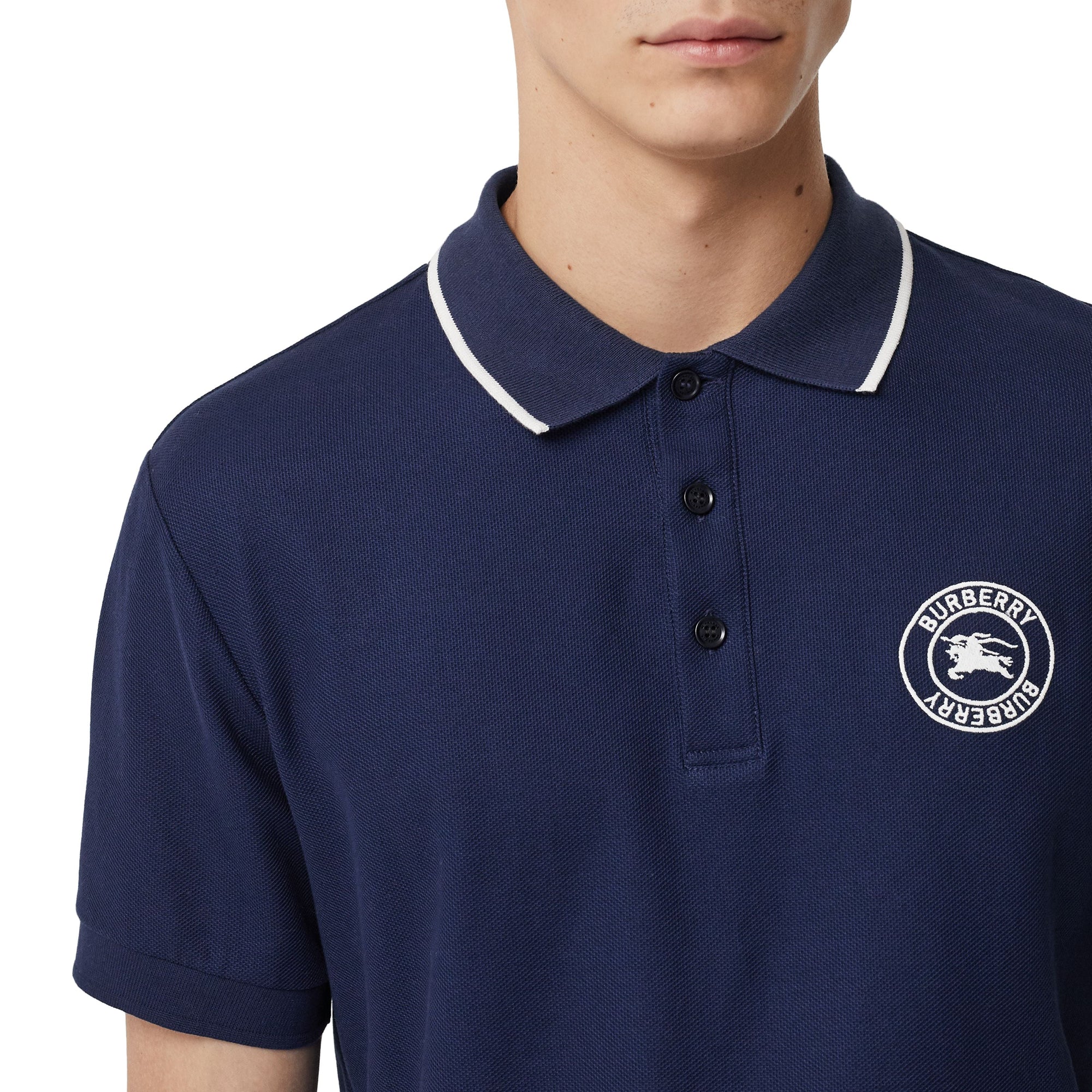 Polo en piqué de coton avec logo brodé - Navy