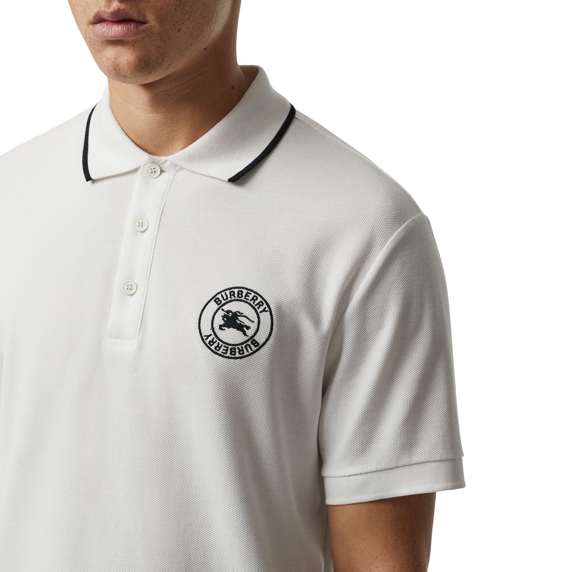 Polo en piqué de coton avec logo brodé - White