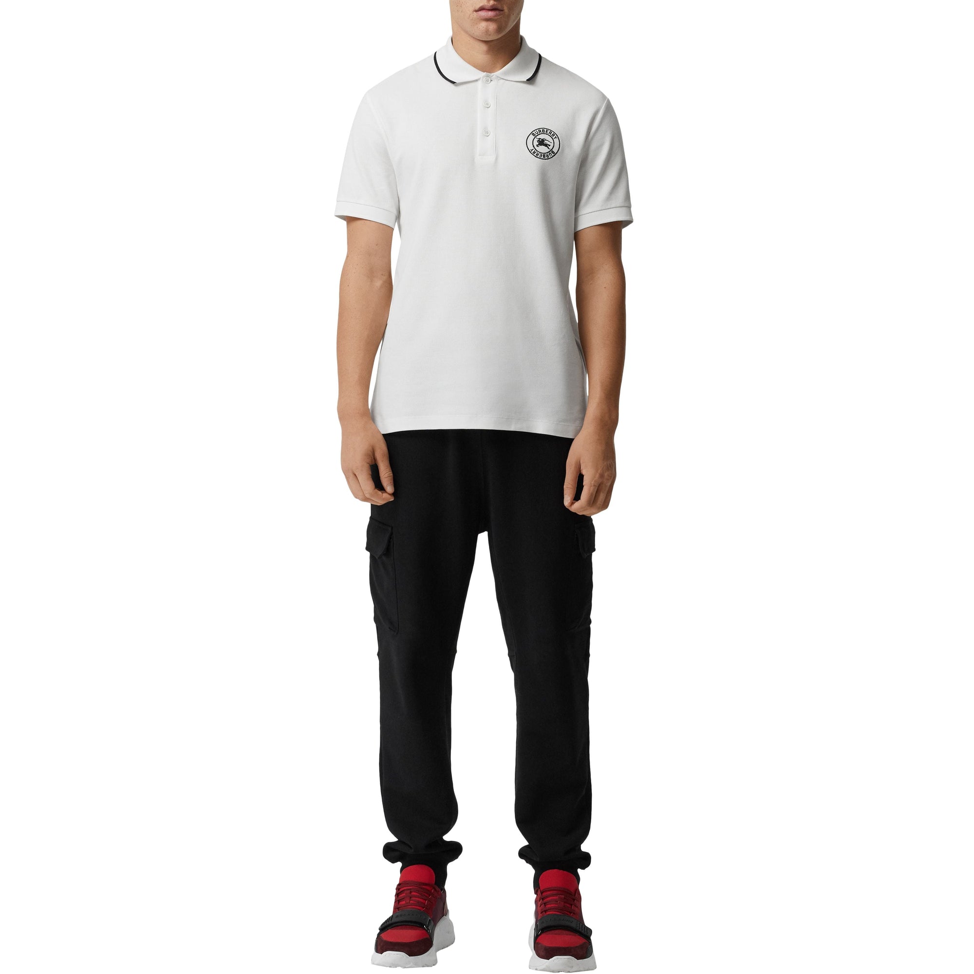 Polo en piqué de coton avec logo brodé - White