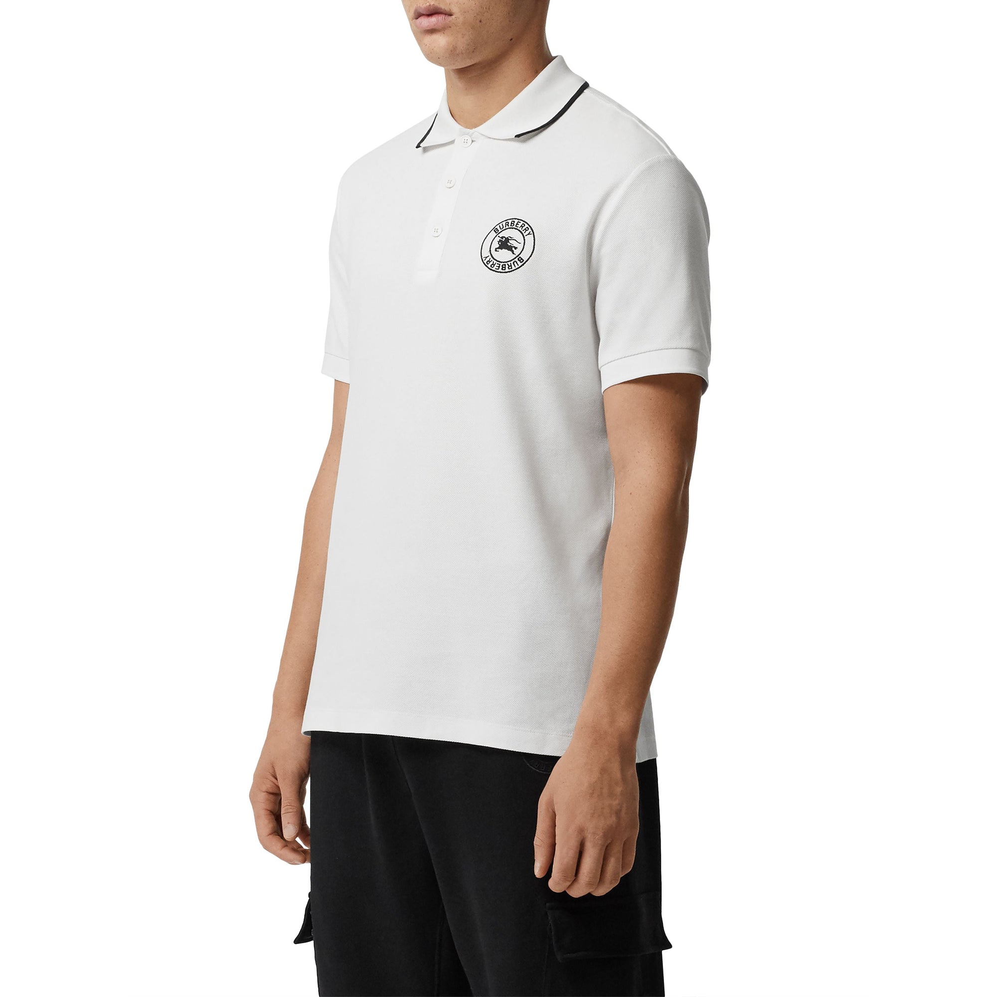 Polo en piqué de coton avec logo brodé - White