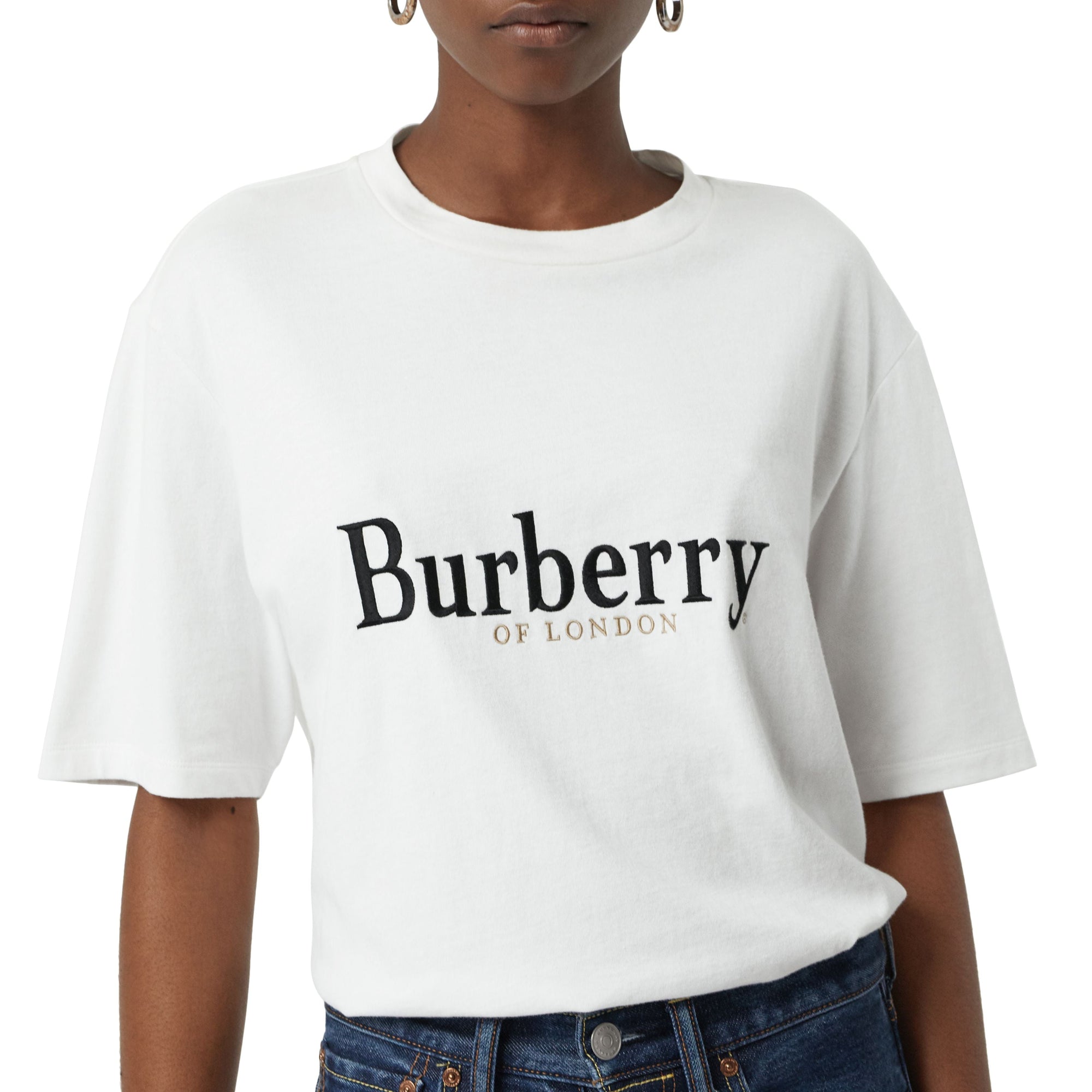 T-shirt en coton avec logo d'archive brodé - White & Black