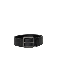 Ceinture en cuir à motif check perforé - Black