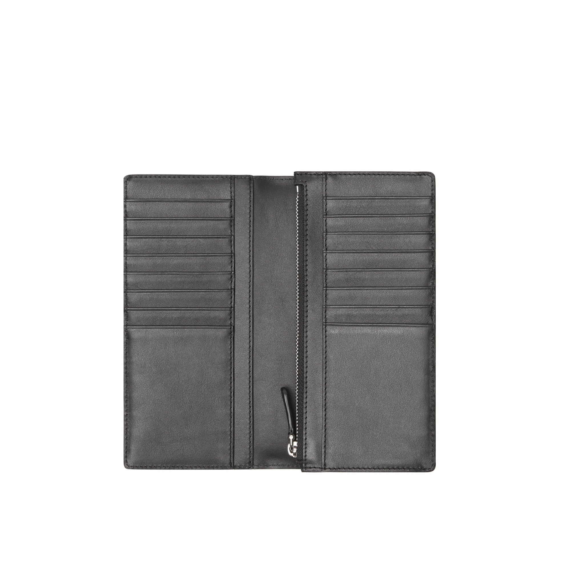 Portefeuille continental en cuir et London check - Charcoal & Black