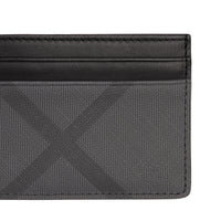 Porte-cartes en tissu London check et cuir - Charcoal & Black