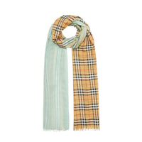 Écharpe en laine et soie à motif Vintage check et color-block - Light Mint
